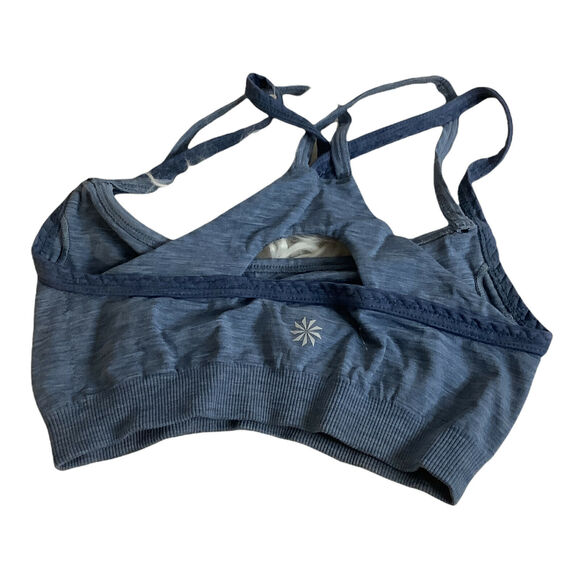 Athleta XS Blue Ruched Front Sports Bra Activewear Yoga Gym Top - Picture 3 of 5